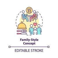 Family-style restaurant concept icon. Dining service abstract idea thin line illustration. Large meal portions. Isolated outline drawing. Editable stroke. vector