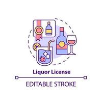 Liquor license concept icon. Permit to serve alcohol abstract idea thin line illustration. Alcoholic beverages consumption. Isolated outline drawing. Editable stroke. vector