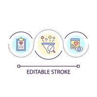 Medical data collection and analysis loop concept icon. Improving patient outcomes abstract idea thin line illustration. Prediction model. Isolated outline drawing. Editable stroke. vector