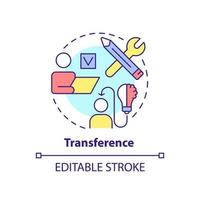 Transference concept icon. Apply knowledge to work. Principle of learning abstract idea thin line illustration. Isolated outline drawing. Editable stroke. vector