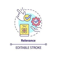 Relevance concept icon. Current materials and experience. Principle of learning abstract idea thin line illustration. Isolated outline drawing. Editable stroke. vector