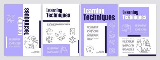 Learning techniques and principles purple brochure template. Leaflet design with linear icons. Editable 4 vector layouts for presentation, annual reports.