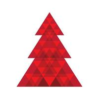 Abstract geometric red colors blended Christmas tree. Christmas card template. vector