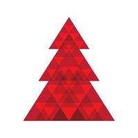 Abstract geometric red colors blended Christmas tree. Christmas card template. vector