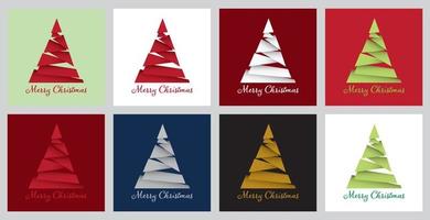 Abstract illustration of christmas tree on different colors background. Set of Christmas card. vector