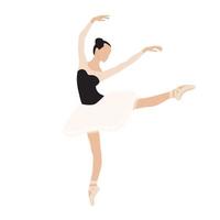 Dance on the tips of toes. Young graceful tender woman, balerina isolated on white background. Flat vector illustration