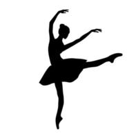 218Ballet dancer woman silhouette in jump or tip yoe pose. Flat vector illustration