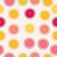 Seamless pattern with lemon, orange, grapefruit slices on beige background vector