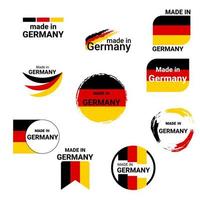 conjunto de iconos, pancartas, botones con texto hecho en Alemania y bandera alemana vector