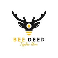 diseño de logotipo de ilustración de vector de ciervo de abeja