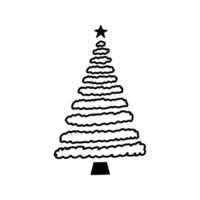 Linear hand drawn christmas tree vector illustration