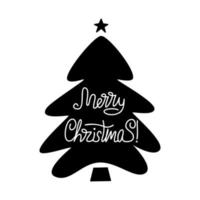 Vector flat hand drawn christmas tree design.