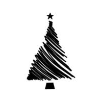 Linear hand drawn christmas tree vector illustration