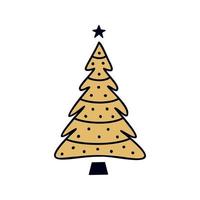 ilustración de vector de árbol de navidad dibujado a mano plana