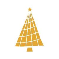 ilustración de silueta de oro de árbol de navidad dibujado a mano plana vector