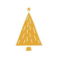 ilustración de silueta de oro de árbol de navidad dibujado a mano plana vector