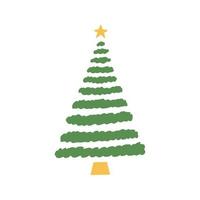 Flat hand drawn christmas tree illustration. vector