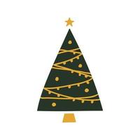 Flat hand drawn christmas tree illustration. vector