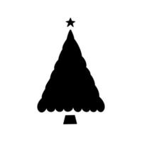 Flat hand drawn christmas tree silhouette illustration vector