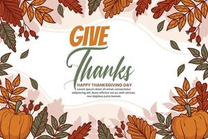 Hand drawn flat thanksgiving background vector