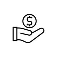 illustration vector icon earning, coin, gold, hand, transaction, money.