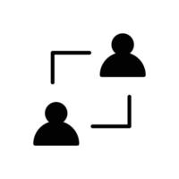 Vector of glyph icons related to business process, team work and human resource management. Mono line pictograms and infographics design element
