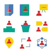 conjunto vectorial de iconos de glifos relacionados con el proceso empresarial, el trabajo en equipo y la gestión de recursos humanos. elemento de diseño de infografías y pictogramas de línea mono vector