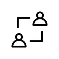 Vector of linear icons related to business process, team work and human resource management. Mono line pictograms and infographics design element