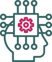 línea de inteligencia artificial de dos colores vector