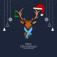 Merry Christmas festival elegant background with colorful reindeer vector