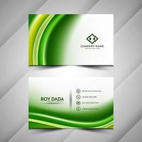 Abstract green color wave style business card template vector