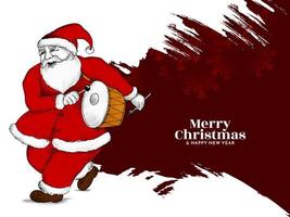 Merry Christmas festival greeting card with santa claus vector