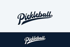 Pickleball lettering with script letters that are dynamic, simple and eye catching. Suitable for logos, advertisements, t-shirt designs, hoodies, accessories, stickers, etc. vector