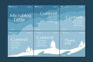 Microblog carousel slides template for social media with winter theme and soft colors vector