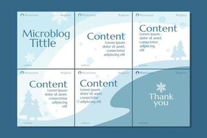 Microblog carousel slides template for social media with winter theme and soft colors vector