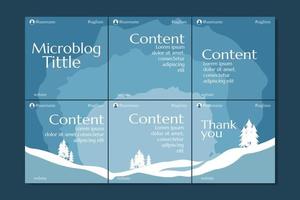 Microblog carousel slides template for social media with winter theme and soft colors vector