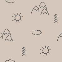 doodle mountains pattern vector