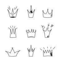 set of doodle crowns vector