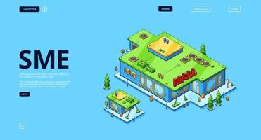 SME isometric landing page small medium enterprise vector