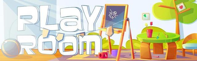 Playroom banner with furniture and toys for kids vector