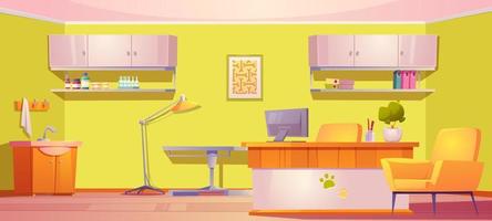 Veterinary clinic interior, vet with furniture vector