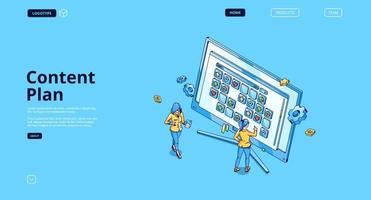 Vector landing page of content plan