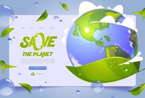 Save planet banner with Earth illustration vector