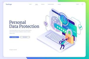 Personal data protection isometric landing page vector