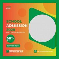 School admission and social media post banner vector