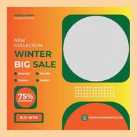 New collection winter big sale and social media post banner vector