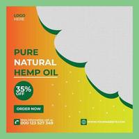 pure natural hemp oil and social media post banner vector