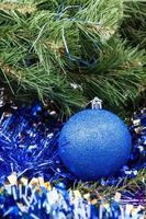 blue Christmas bauble, tinsel, Xmas tree 6 photo