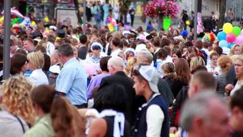 People have fun at carnival parade in the city video