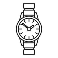 icono de reloj de mano, estilo de contorno vector